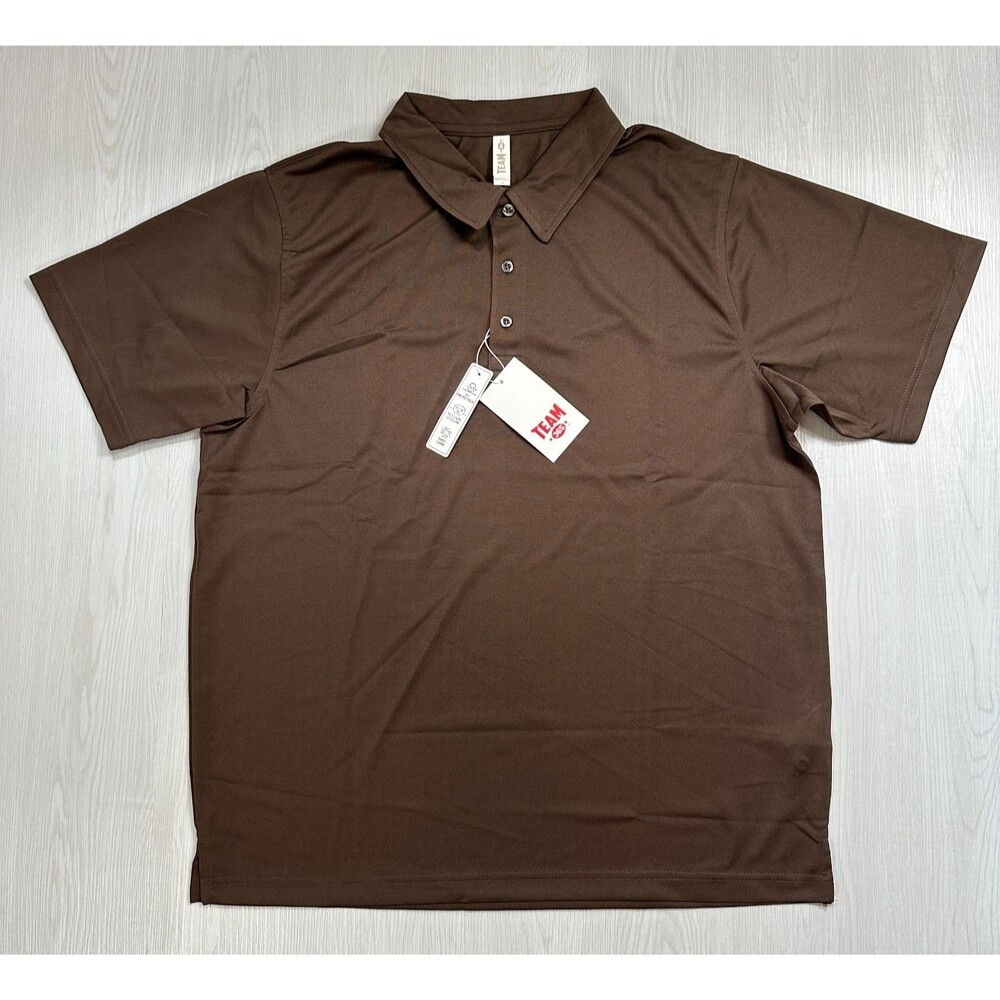 Team 365 Team Men Large Brown Golf Polo Shirt UV Protection Short Sleeve NWT